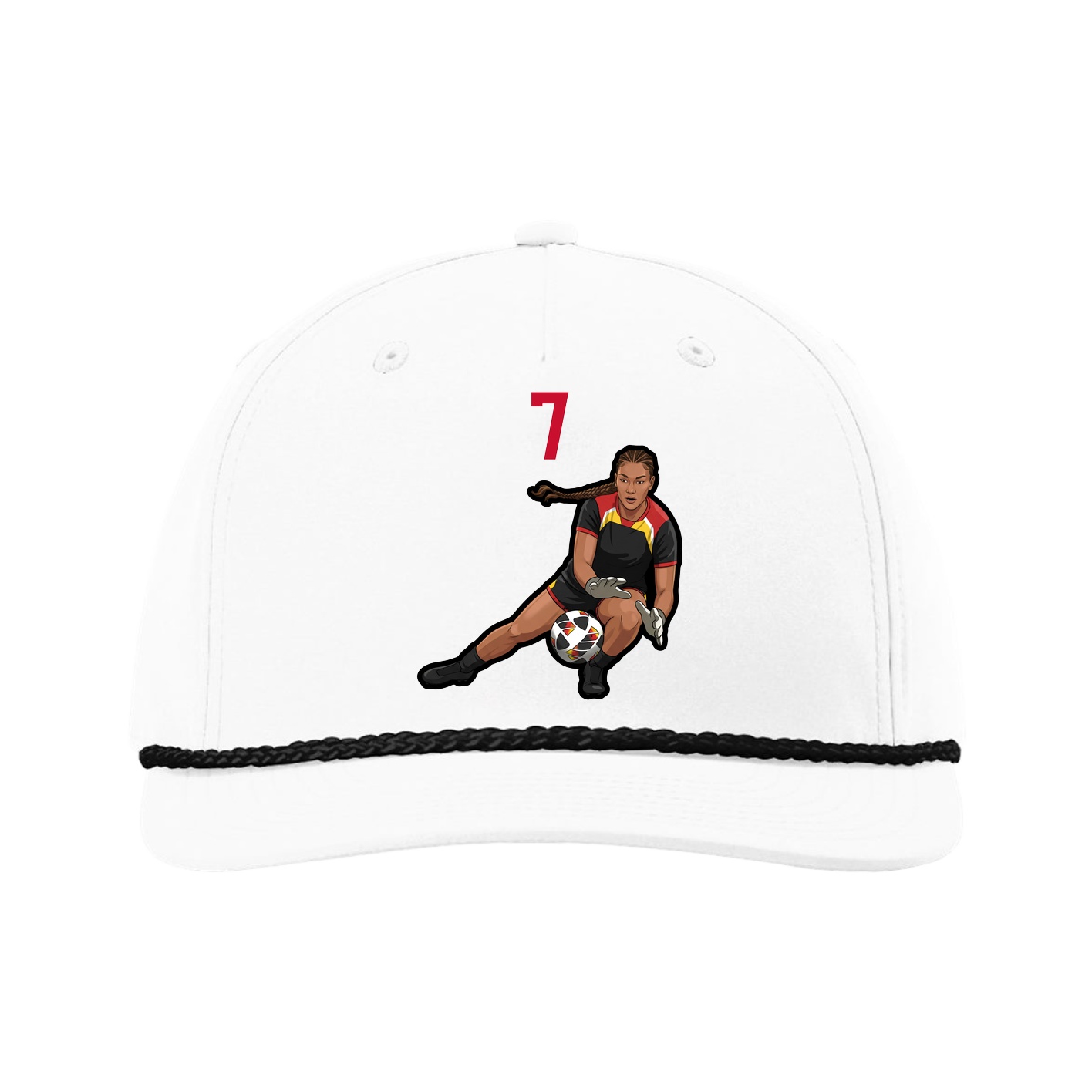 Five-Panel Classic Rope Cap — Number Top in White