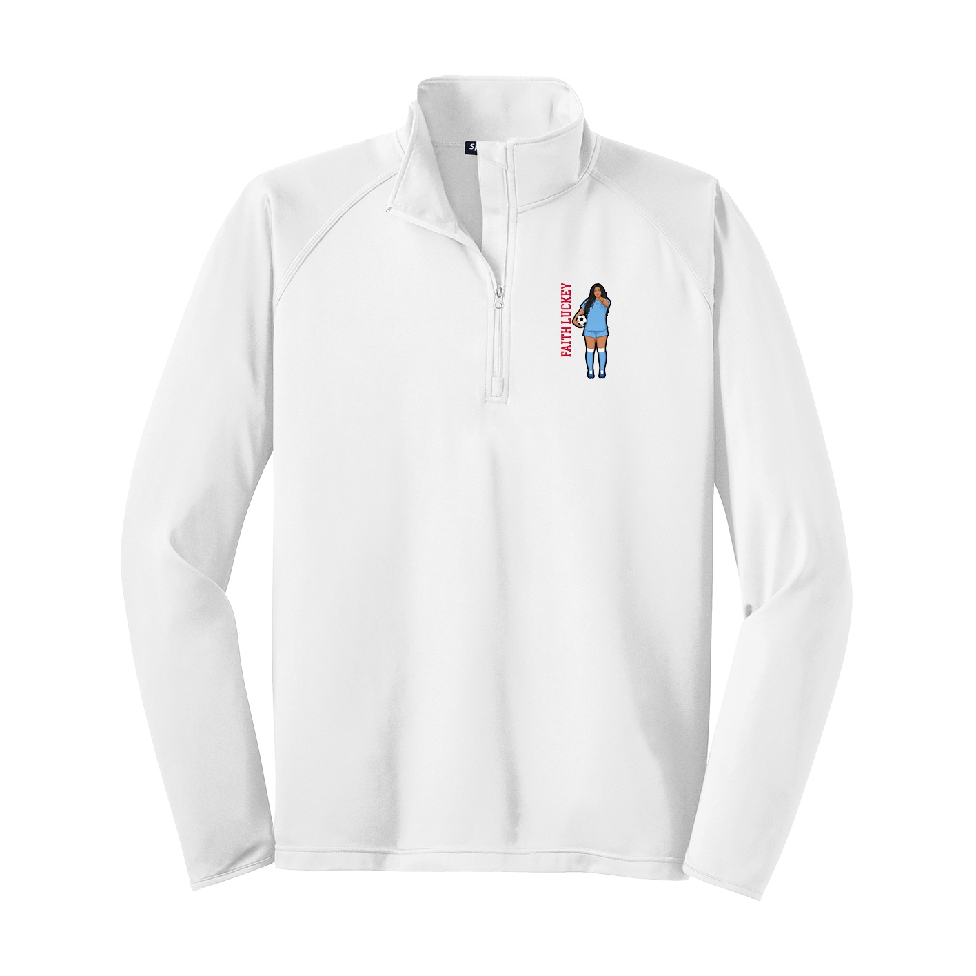 Q-Zip Pullover — Name Vertical in White