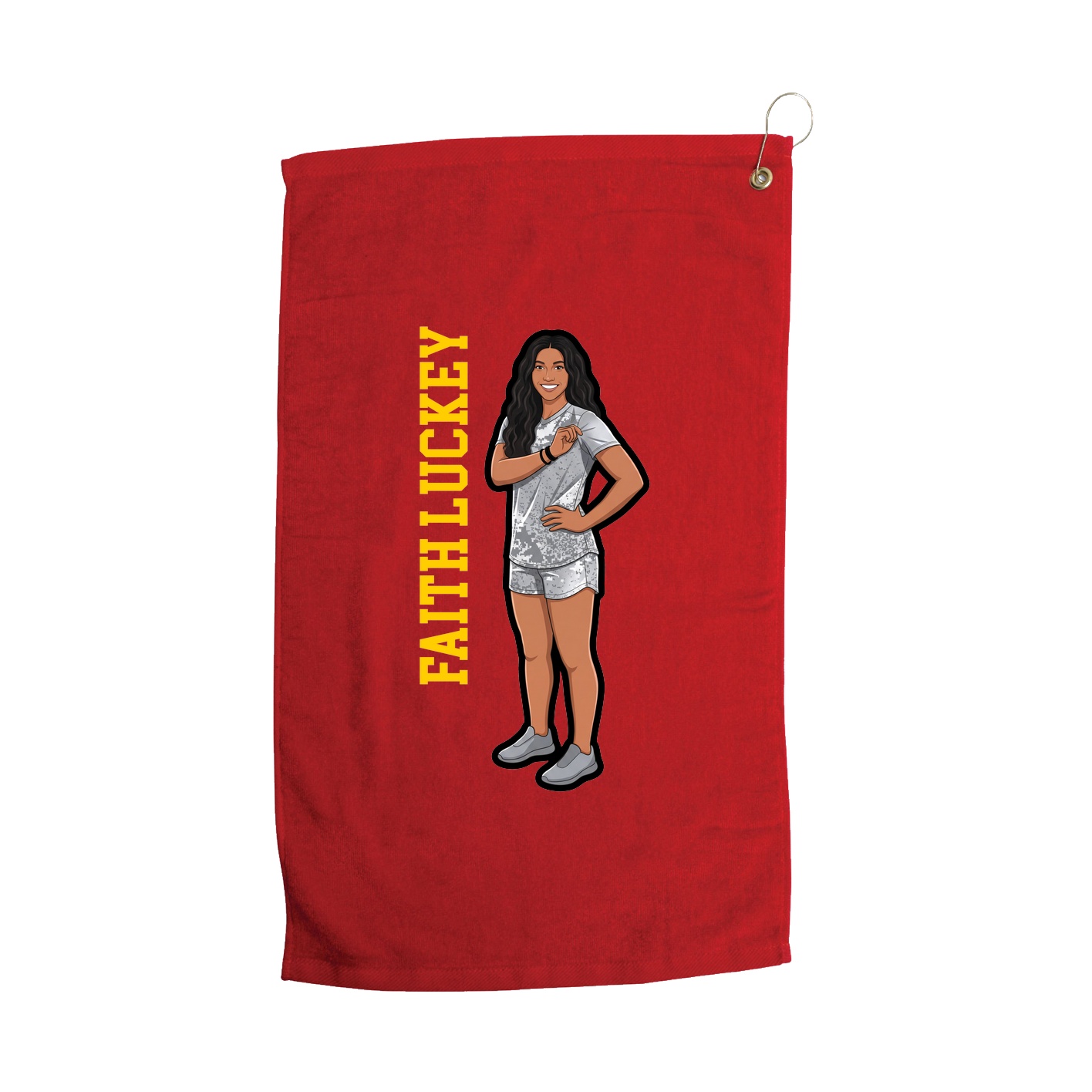 Golf Towel — Name Vertical in Red