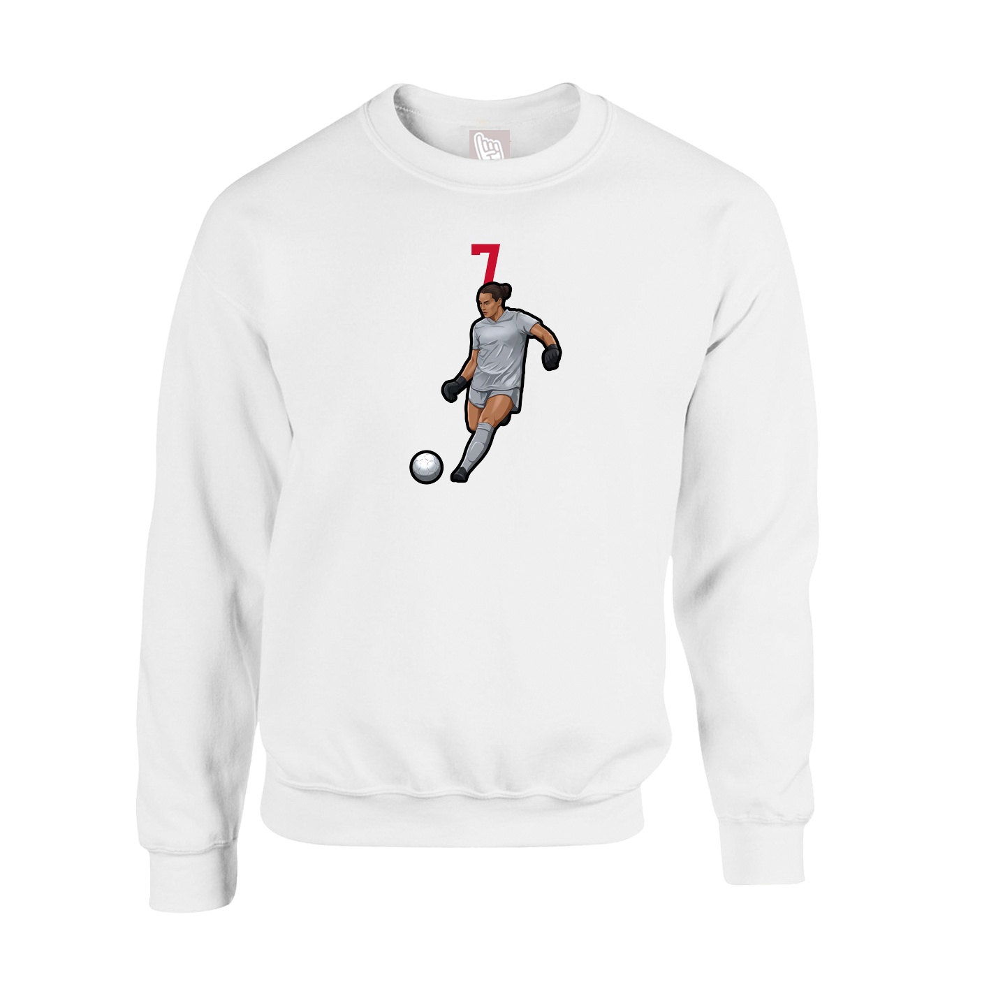 Fleece Crew — Number Top in White