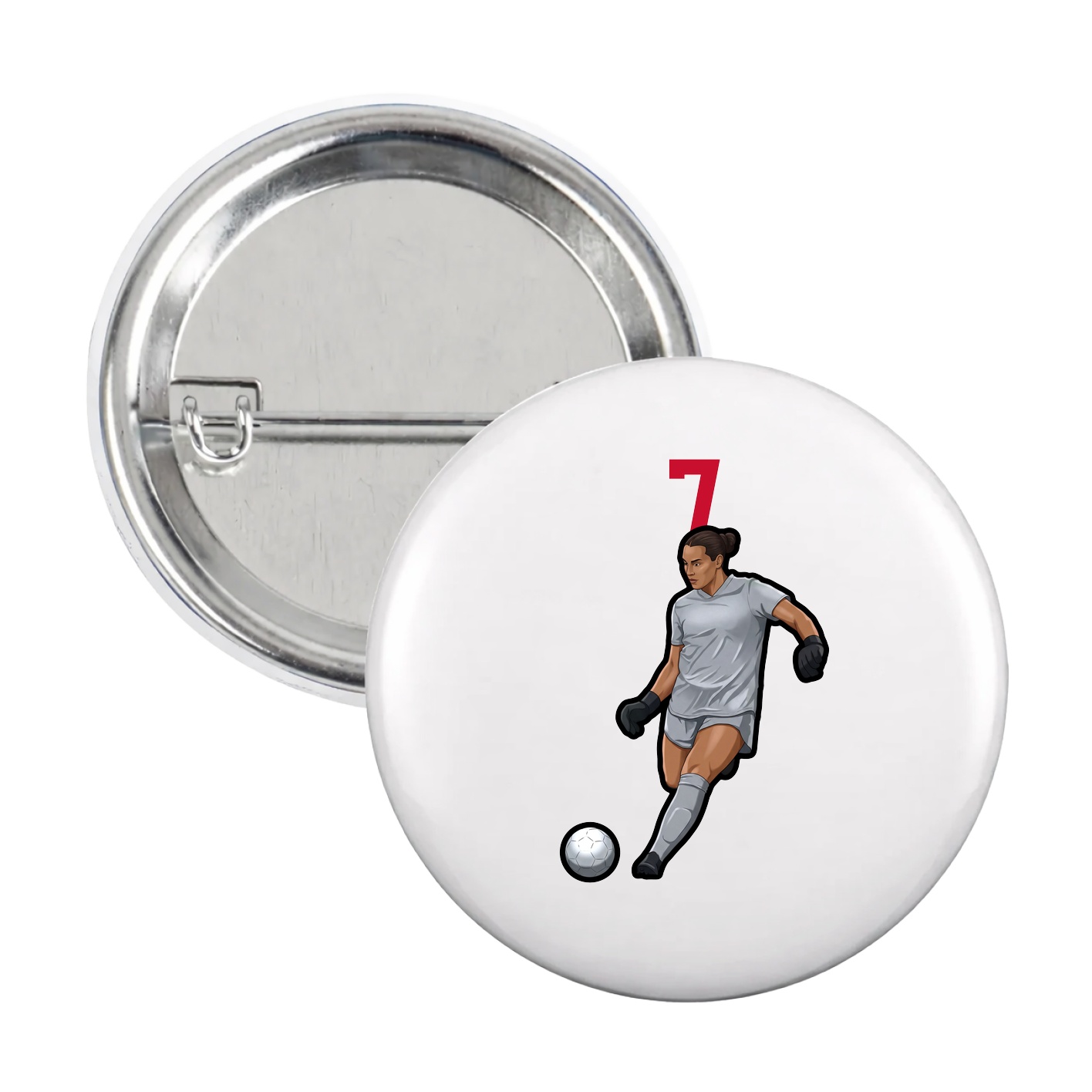 Game Day Button — Number Top in White