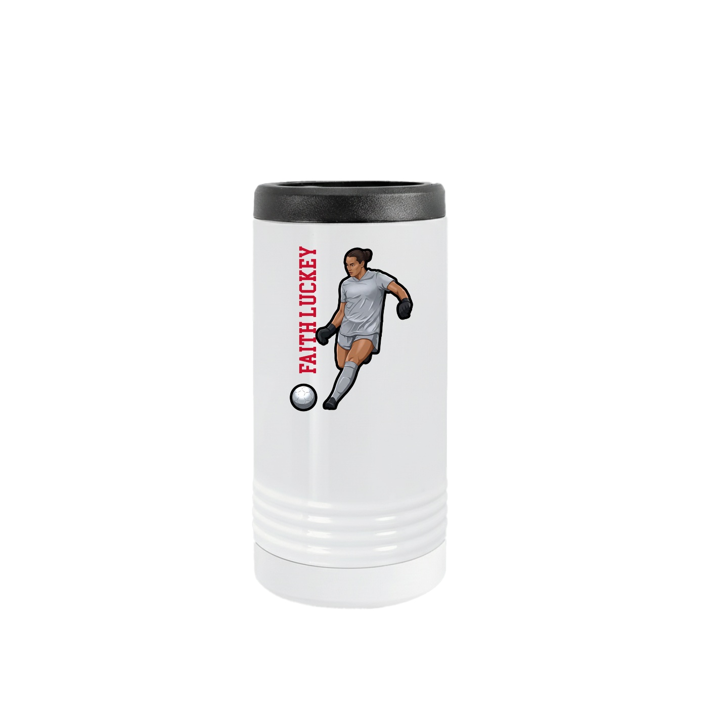Slim Beverage Holder — Name Vertical in White