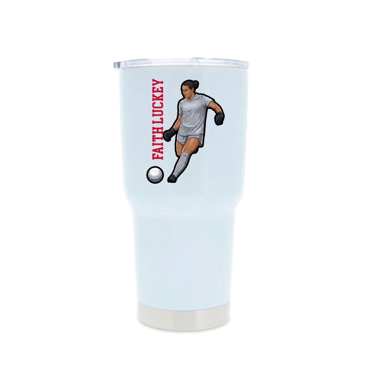 30oz Stainless Steel Tumbler — Name Vertical in White