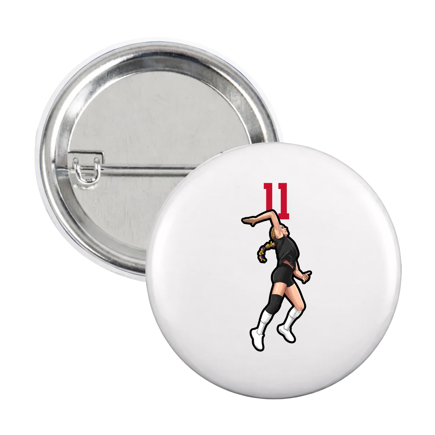 Game Day Button — Number Top in White