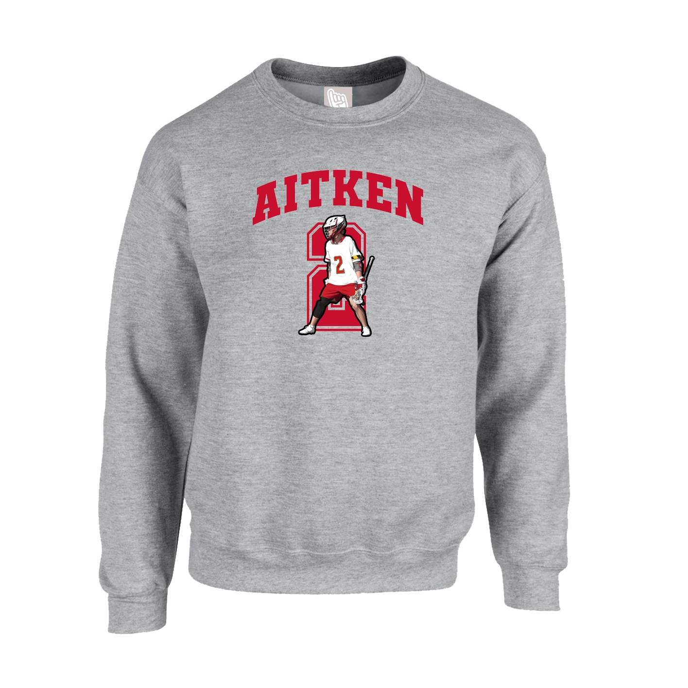Fleece Crew — Number in Grey