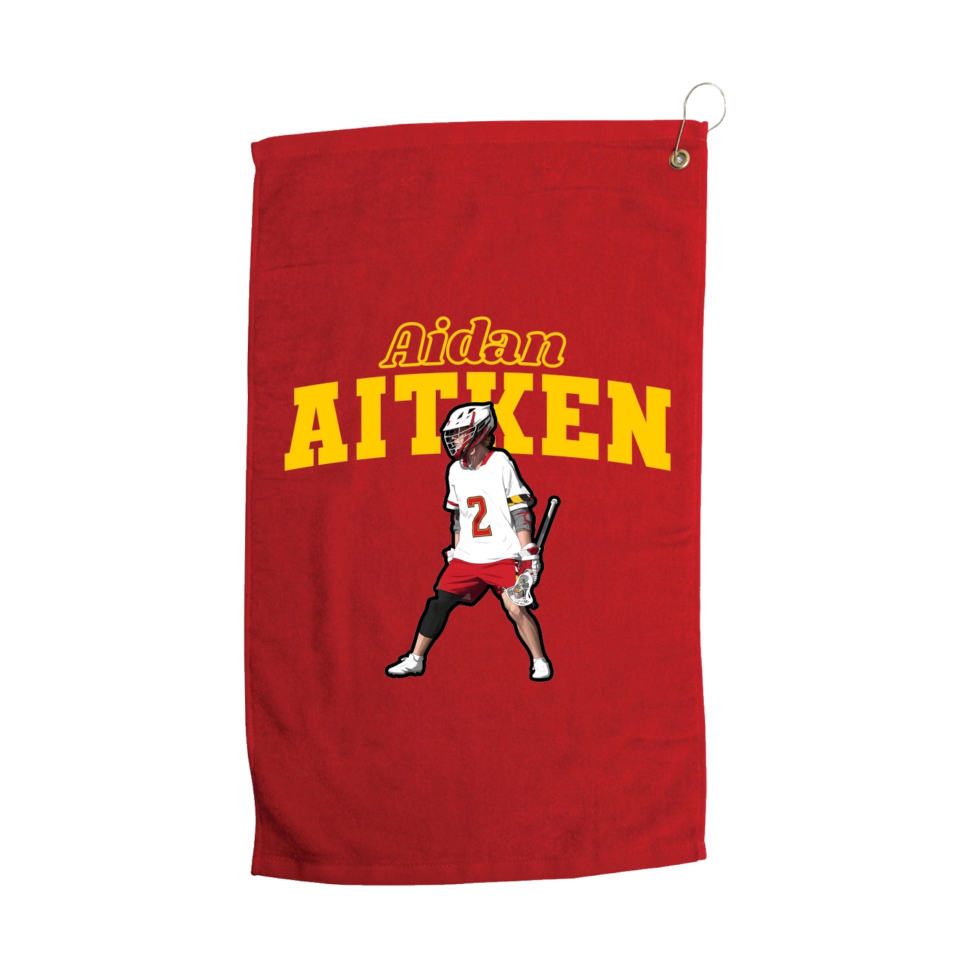 Golf Towel — Name Arch in Red