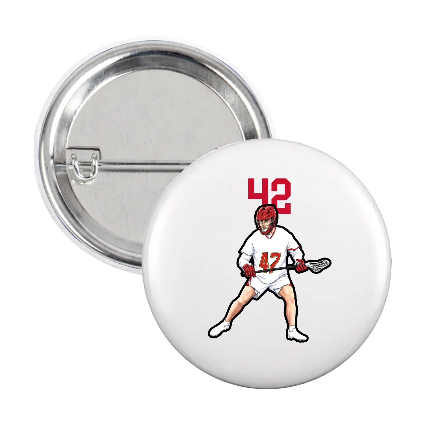 Game Day Button — Number Top in White