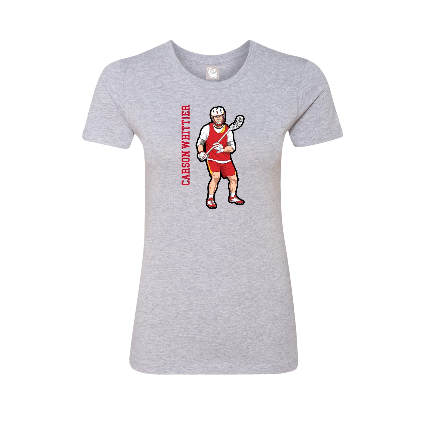 Fitted Women's Tee — Name Vertical in Grey