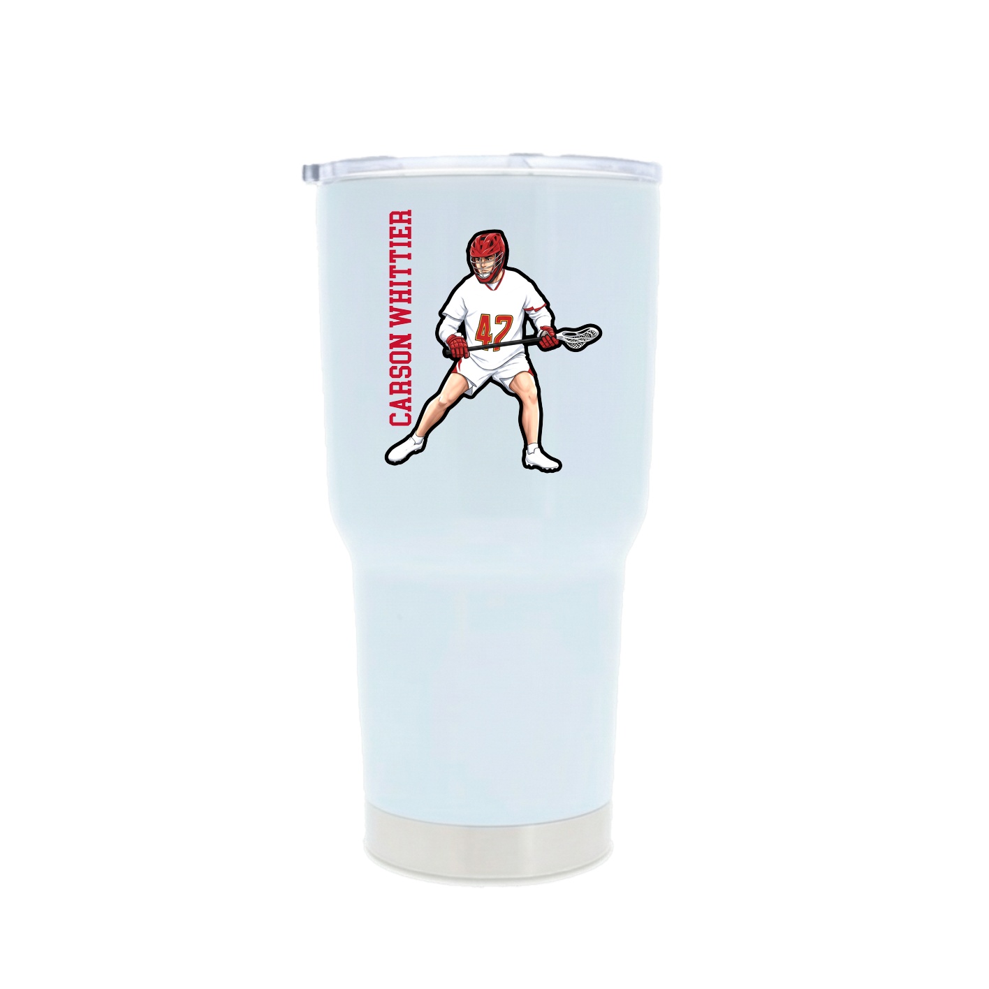 30oz Stainless Steel Tumbler — Name Vertical in White