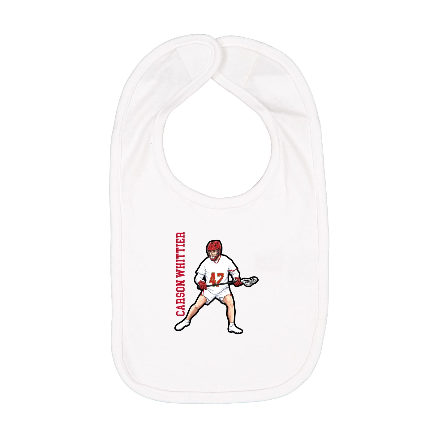 Infant Bib — Name Vertical in White