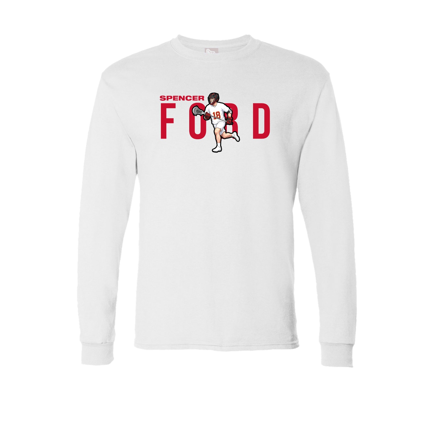 Long Sleeve Tee — Player Name in White