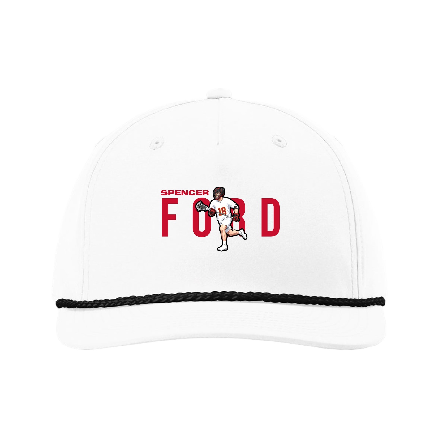 Five-Panel Classic Rope Cap — Player Name in White