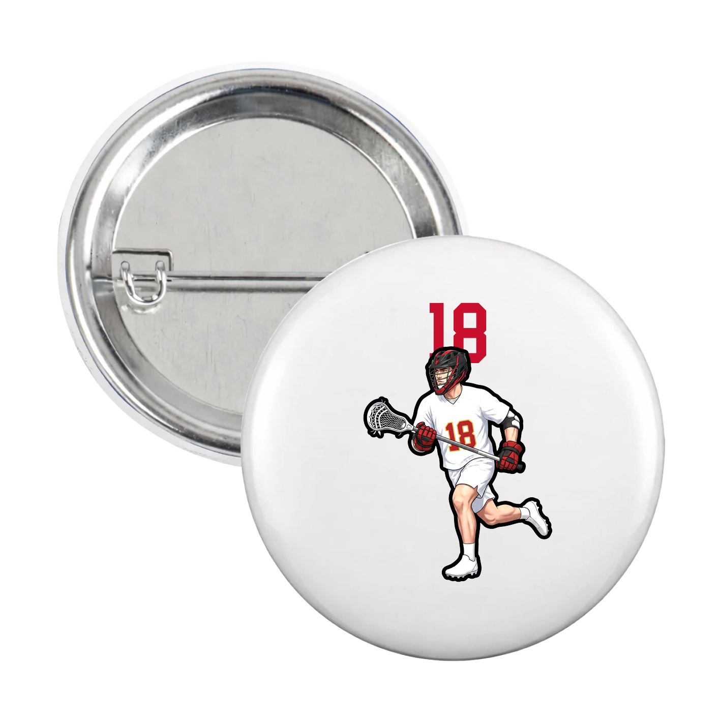 Game Day Button — Number Top in White