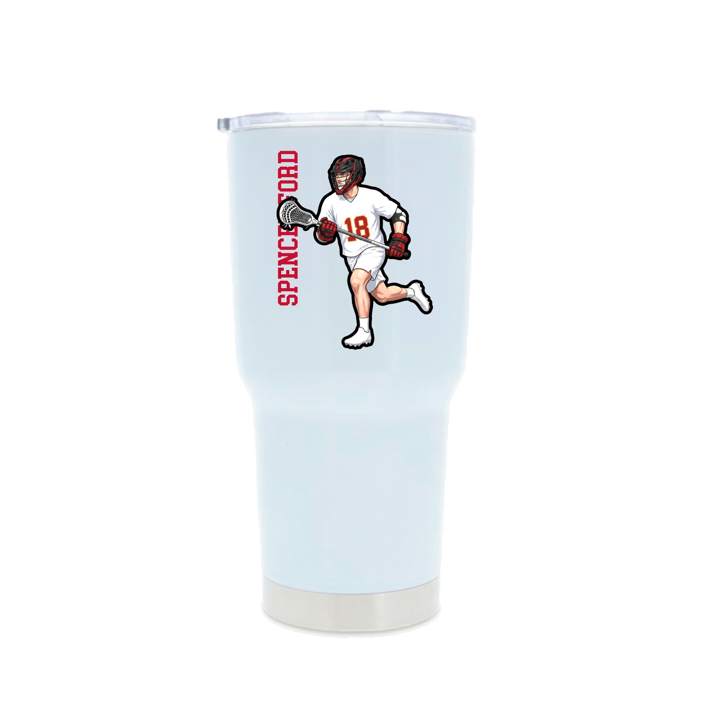 30oz Stainless Steel Tumbler — Name Vertical in White