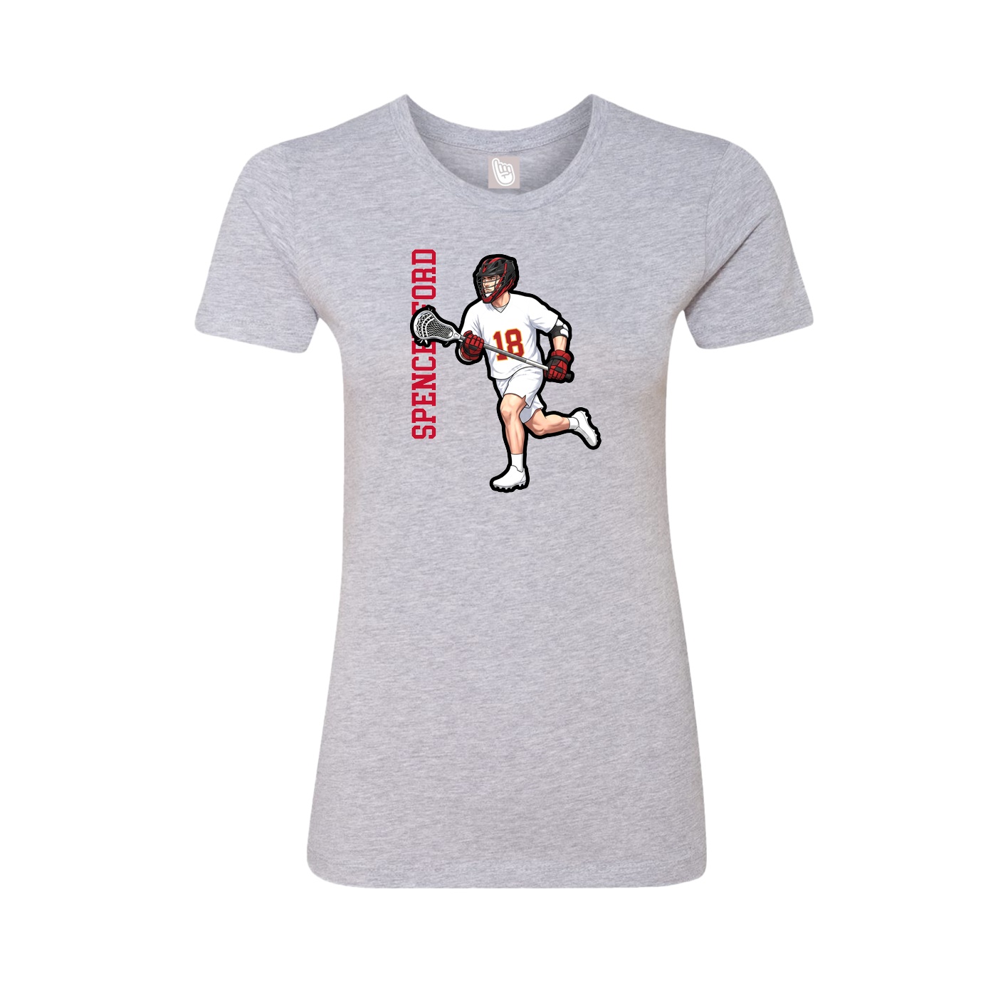 Fitted Women's Tee — Name Vertical in Grey