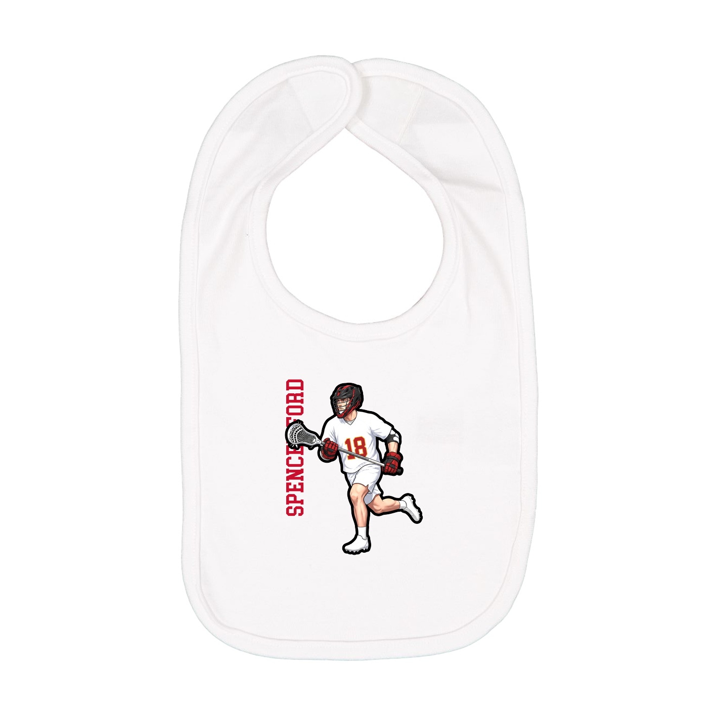Infant Bib — Name Vertical in White