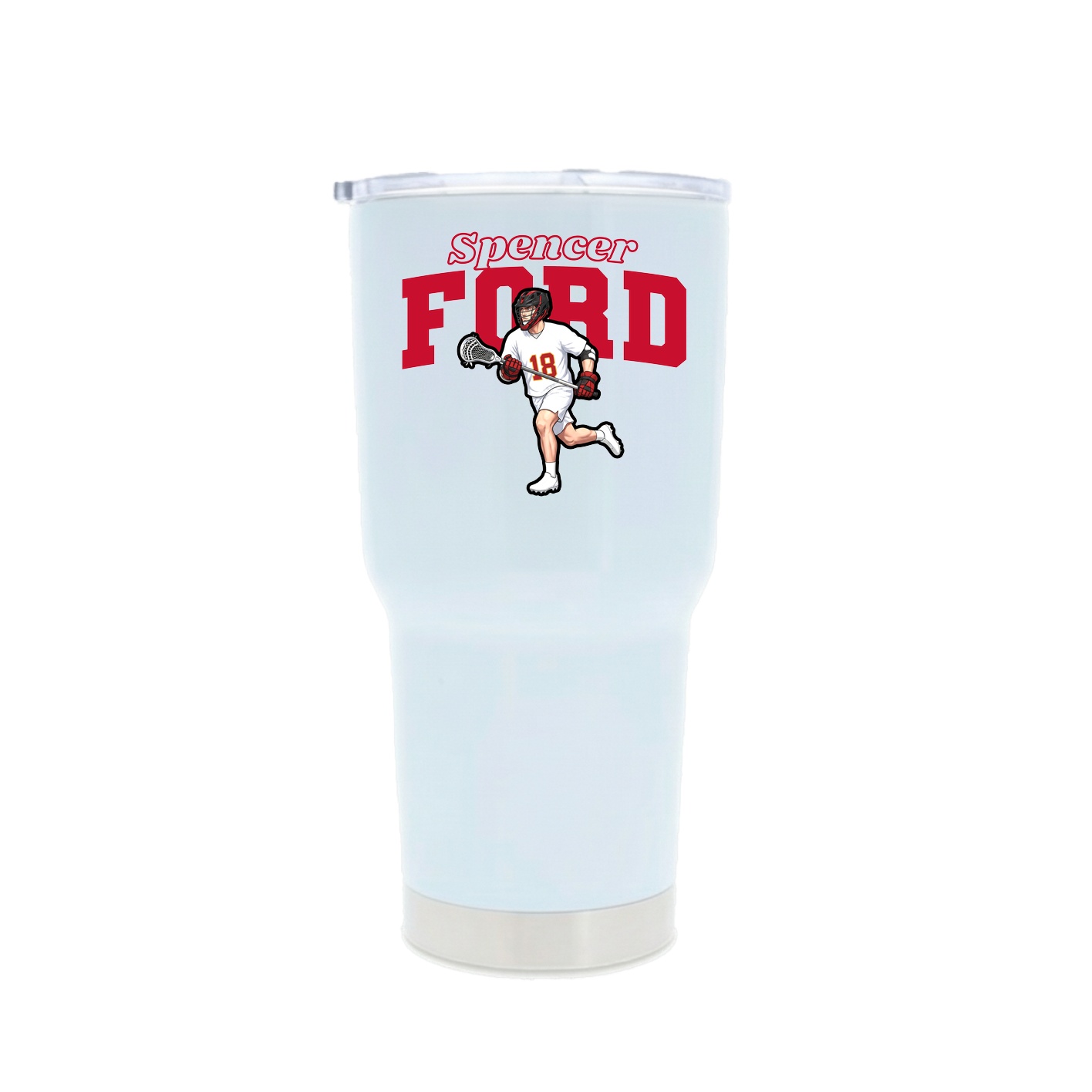 30oz Stainless Steel Tumbler — Name Arch in White