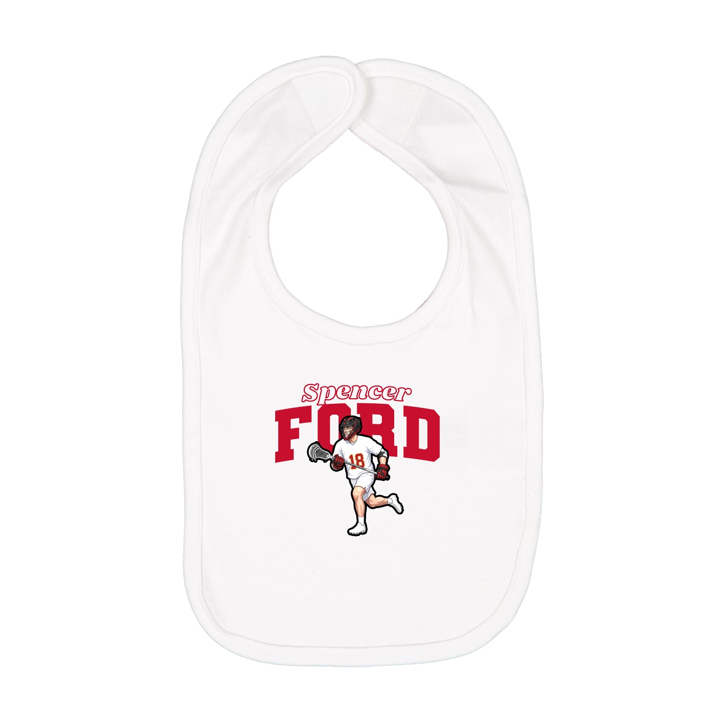 Infant Bib — Name Arch in White