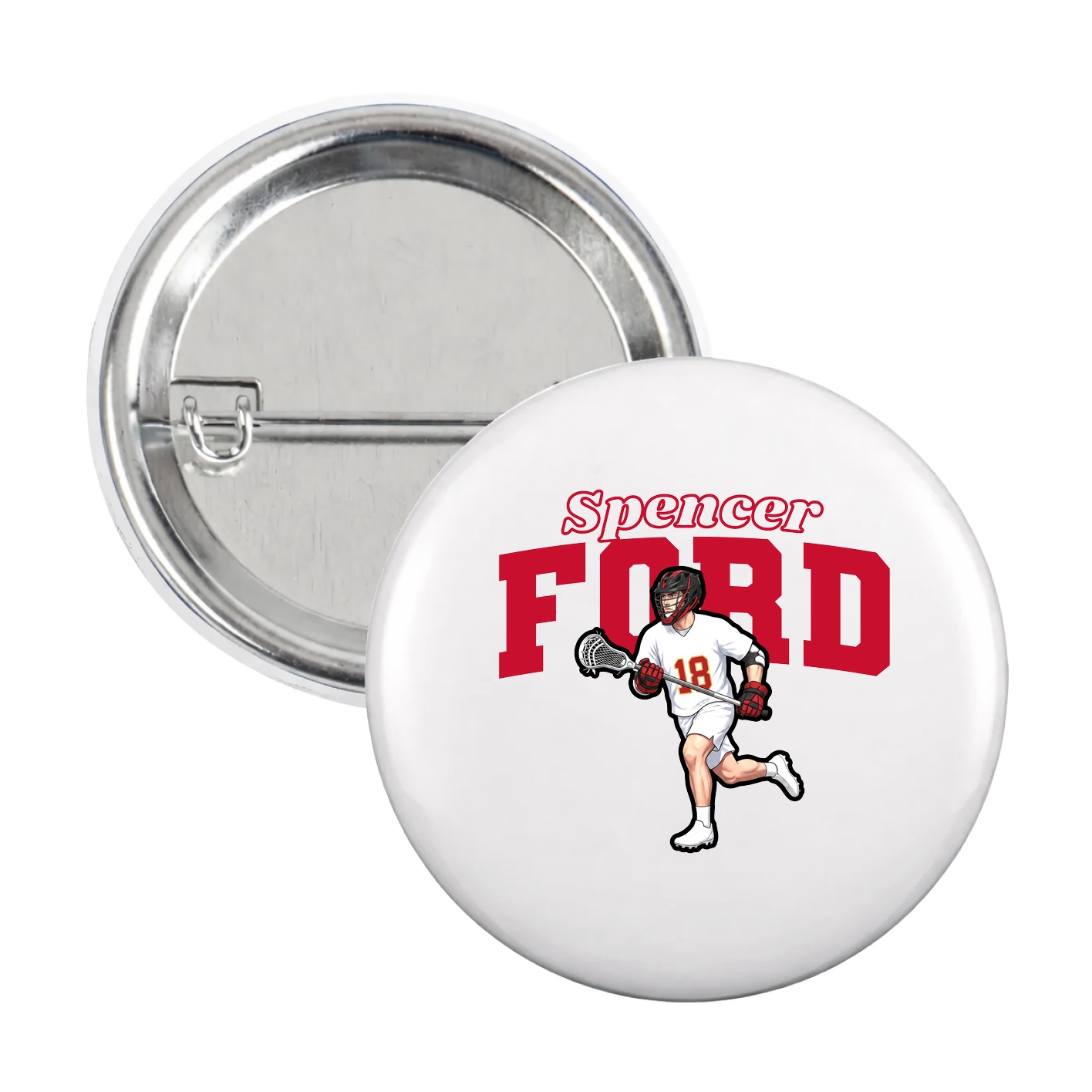 Game Day Button — Name Arch in White