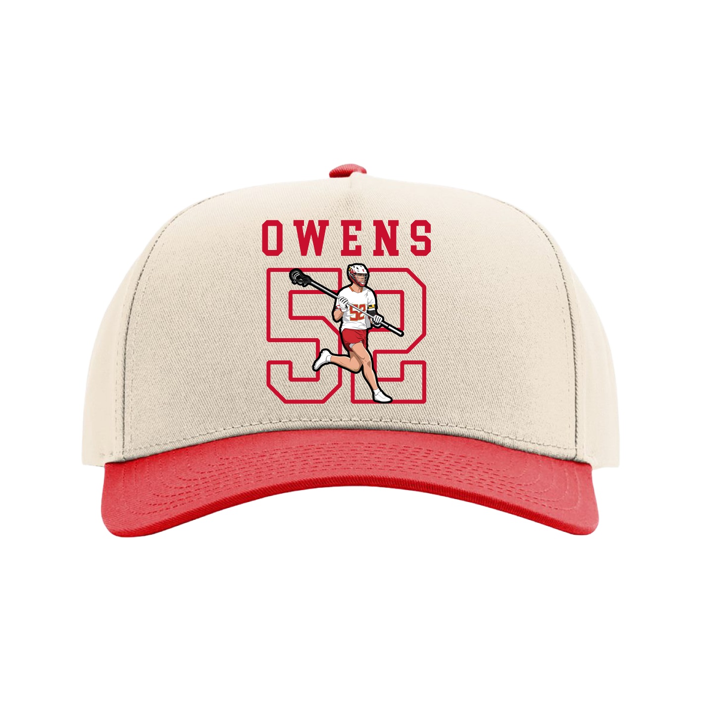 Full Fabric Five-Panel Champ Cap — Shirsey in Cream/Red