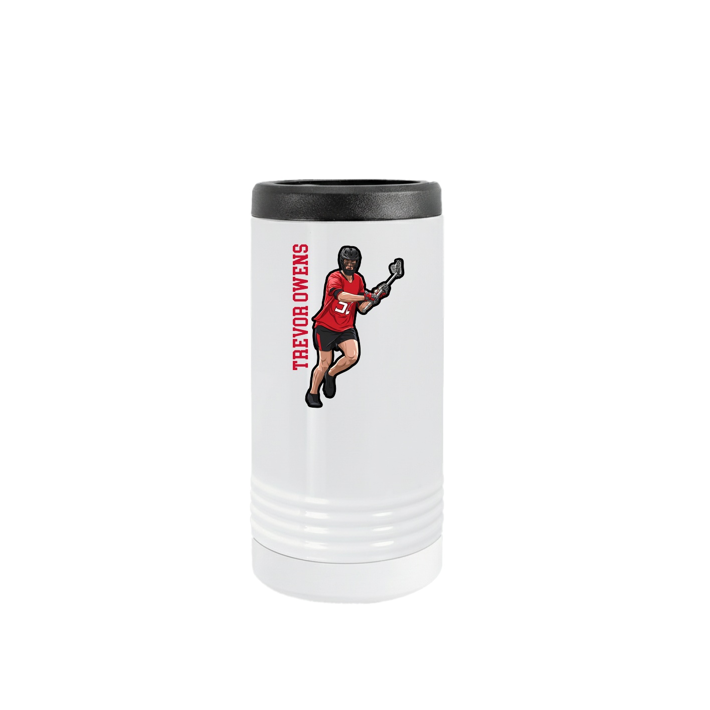 Slim Beverage Holder — Name Vertical in White