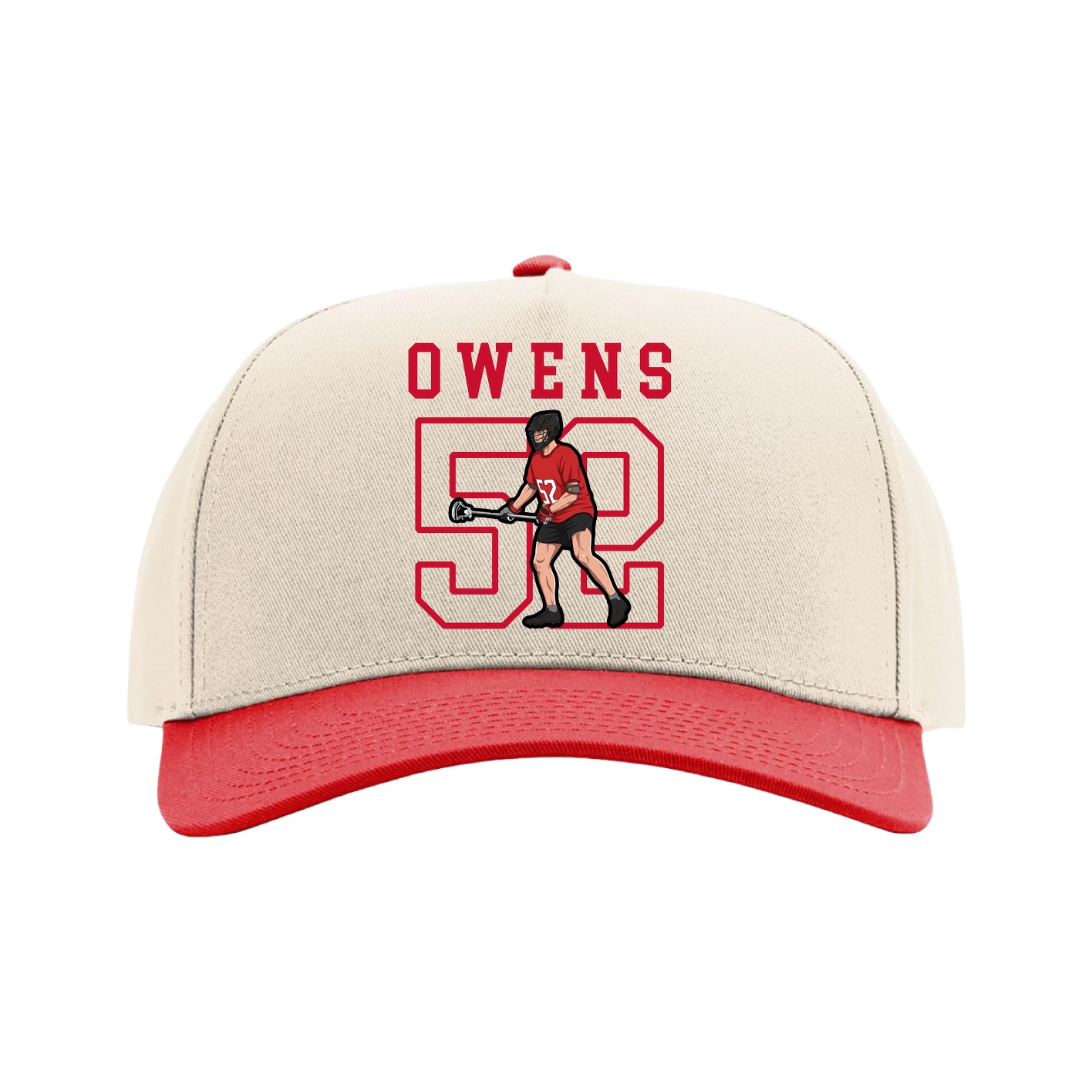 Full Fabric Five-Panel Champ Cap — Shirsey in Cream/Red