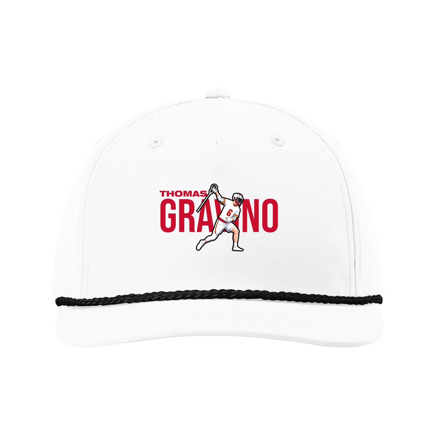 Five-Panel Classic Rope Cap — Player Name in White