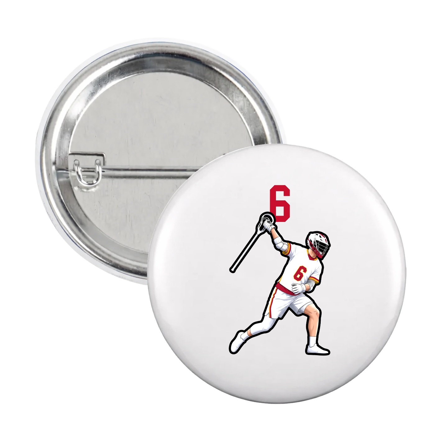Game Day Button — Number Top in White