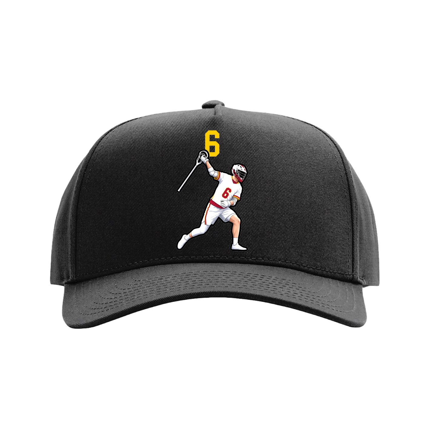 Full Fabric Five-Panel Champ Cap — Number Top in Black