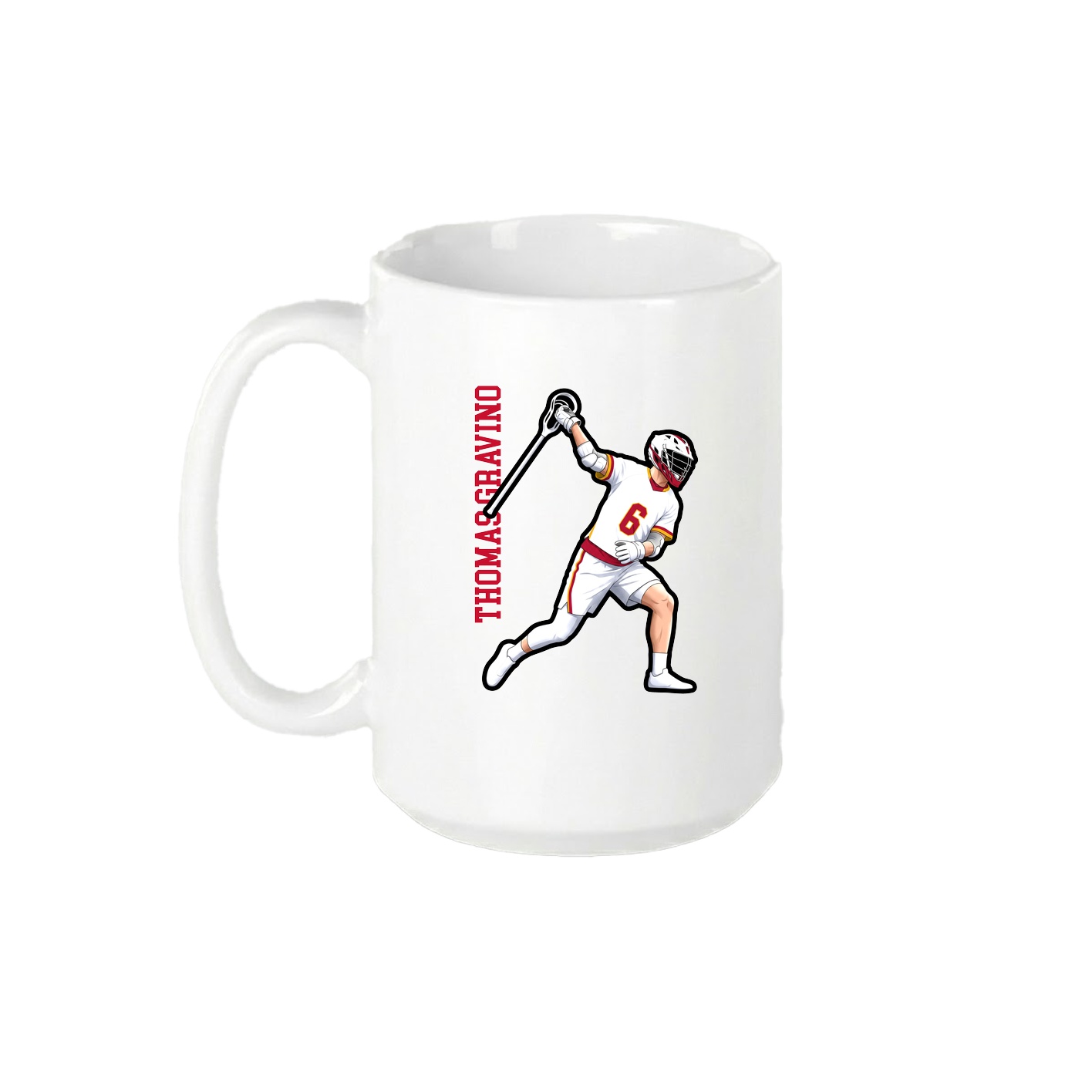 15oz Coffee Mug — Name Vertical in White