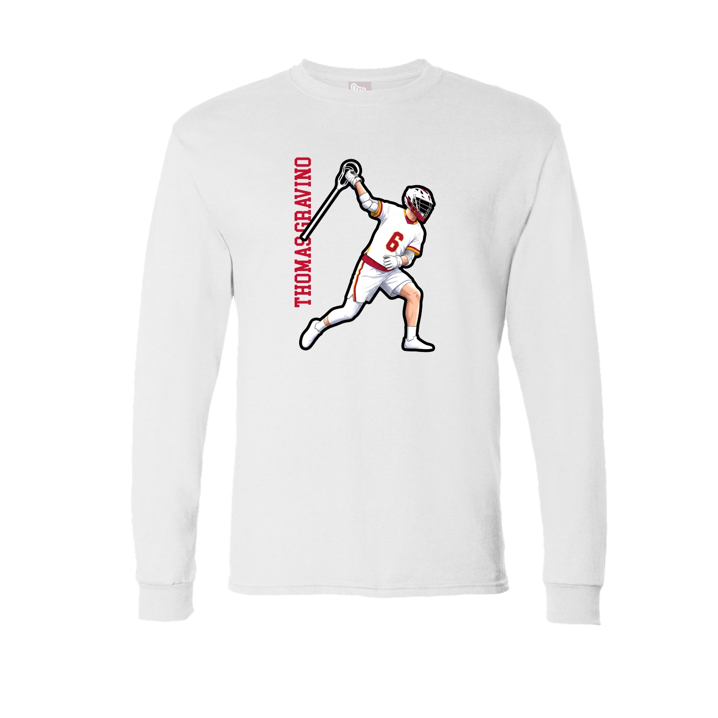 Long Sleeve Tee — Name Vertical in White