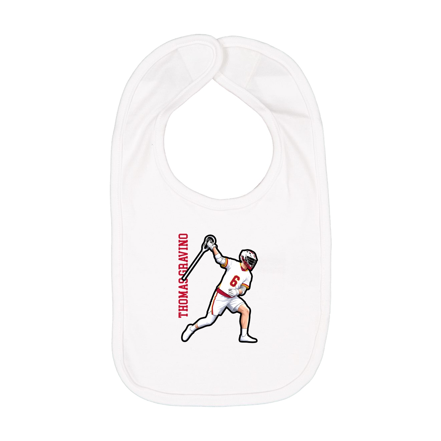 Infant Bib — Name Vertical in White