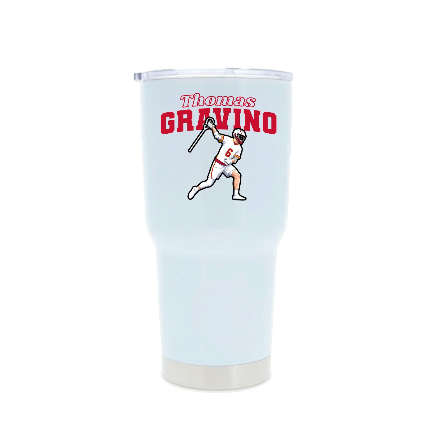 30oz Stainless Steel Tumbler — Name Arch in White