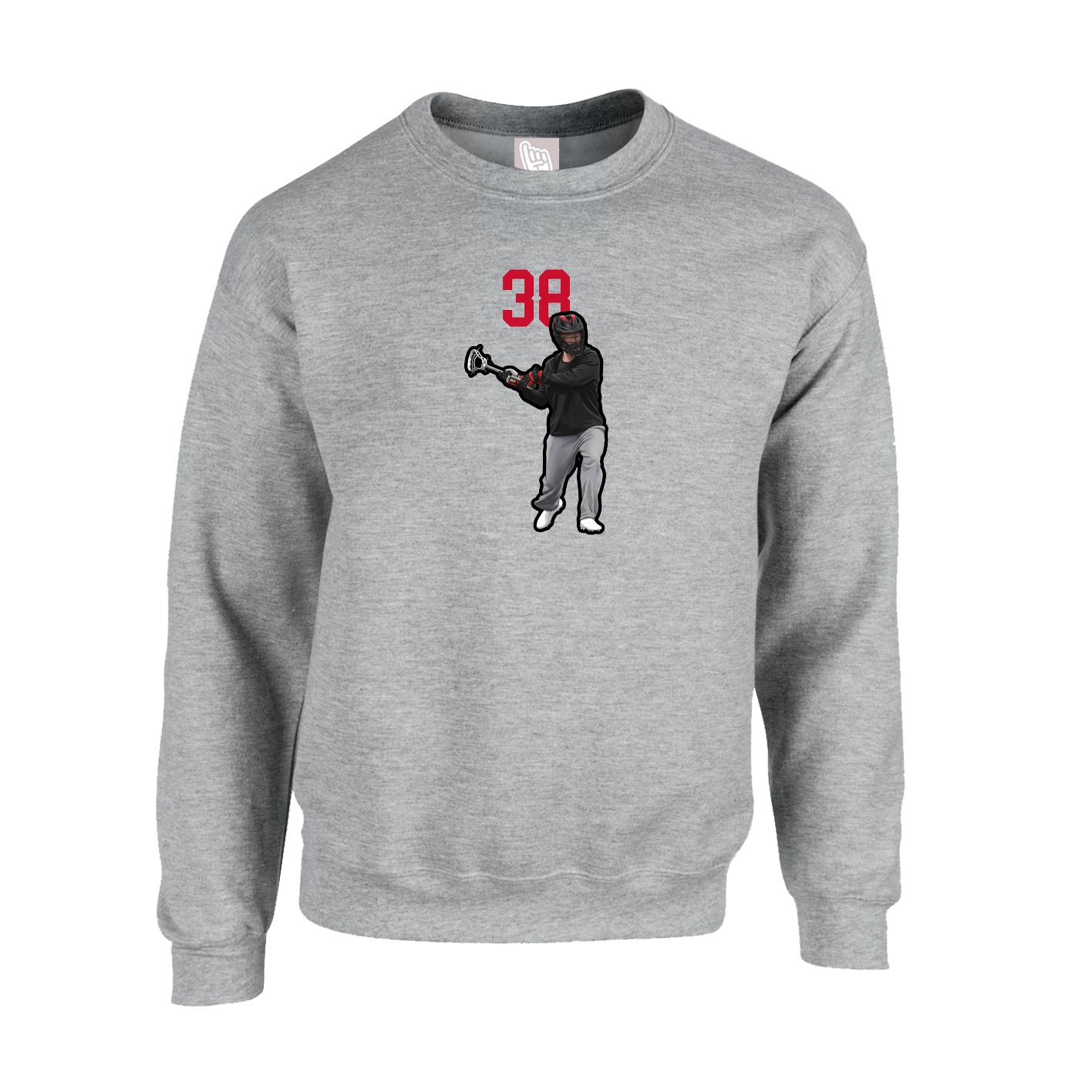 Fleece Crew — Number Top in Grey