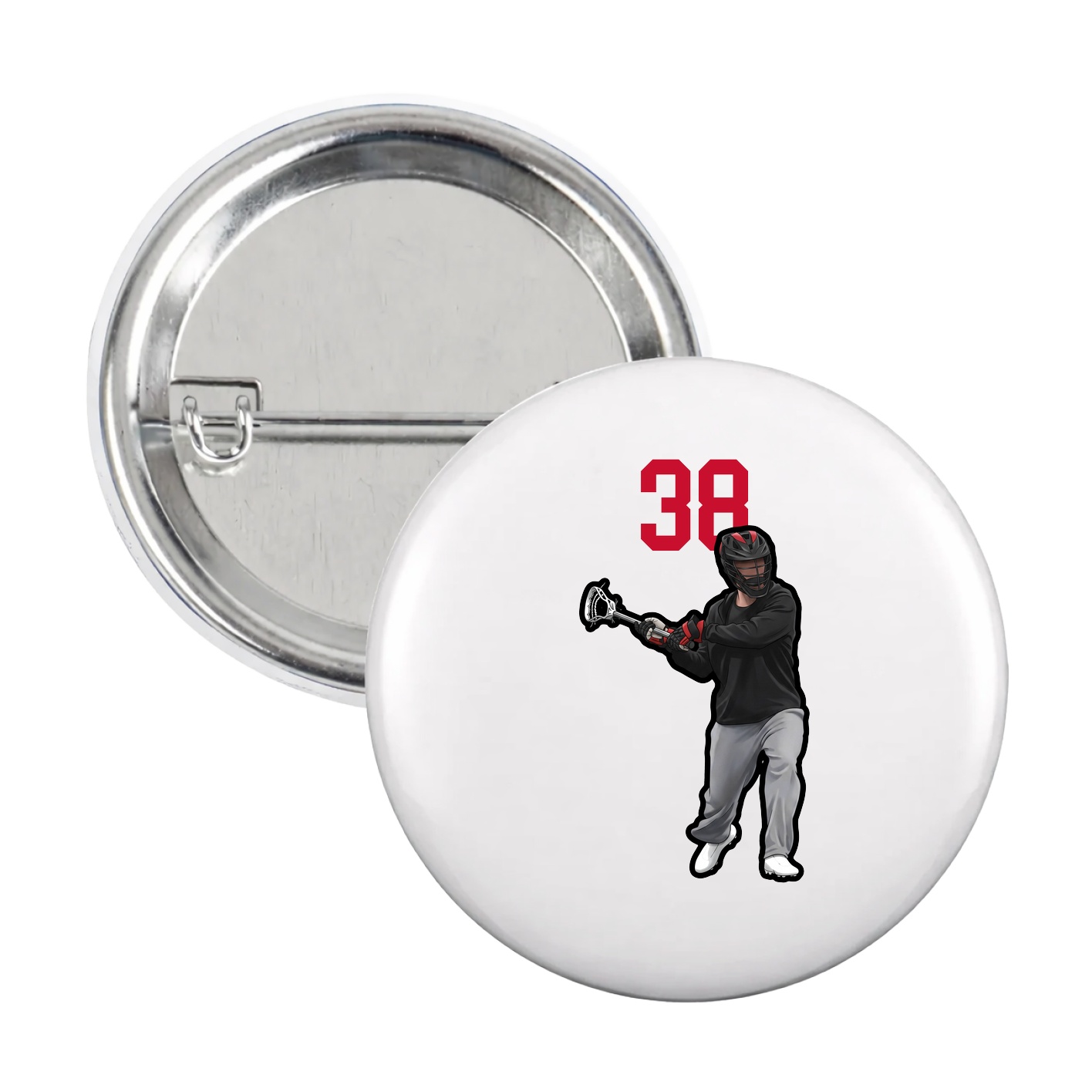 Game Day Button — Number Top in White