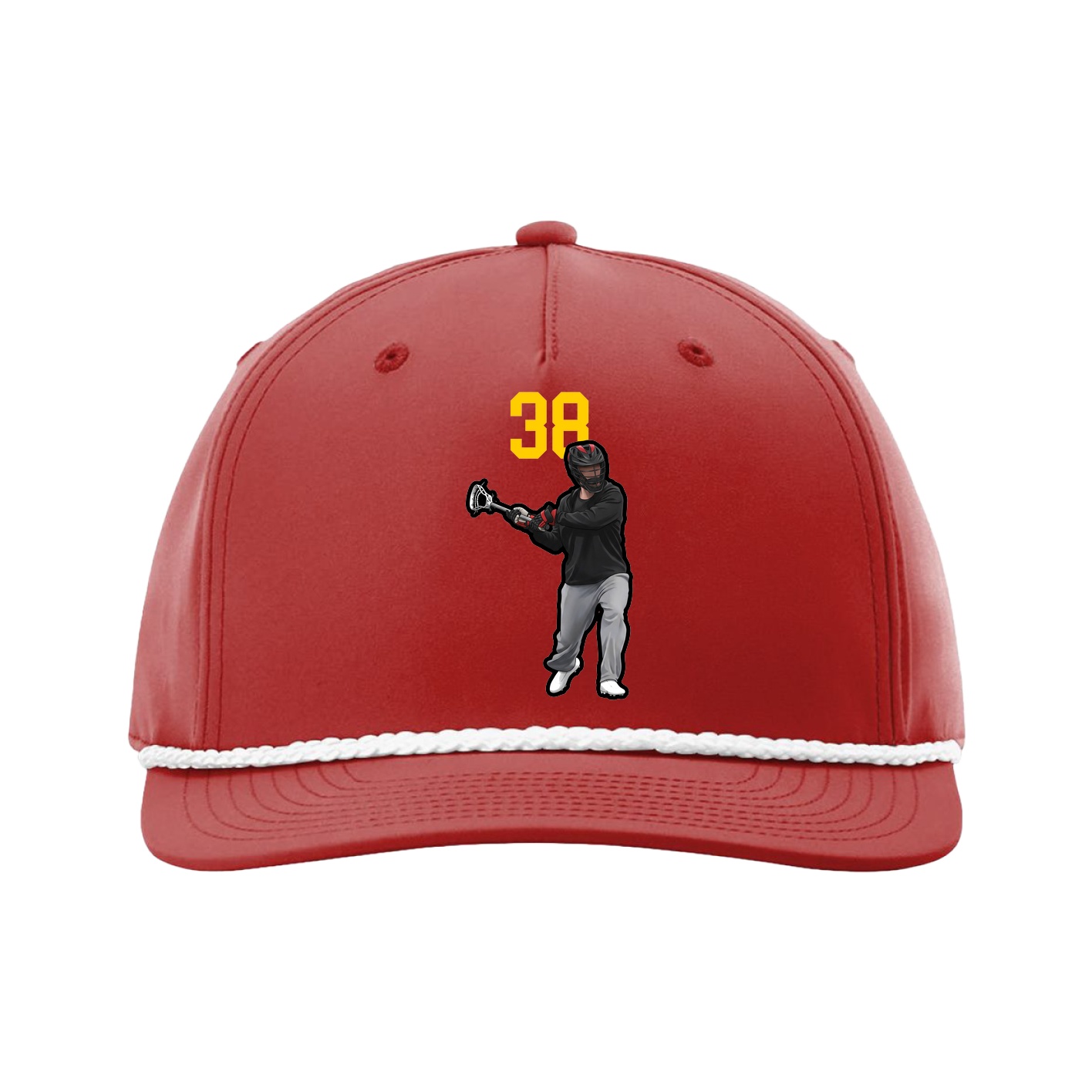 Five-Panel Classic Rope Cap — Number Top in Red