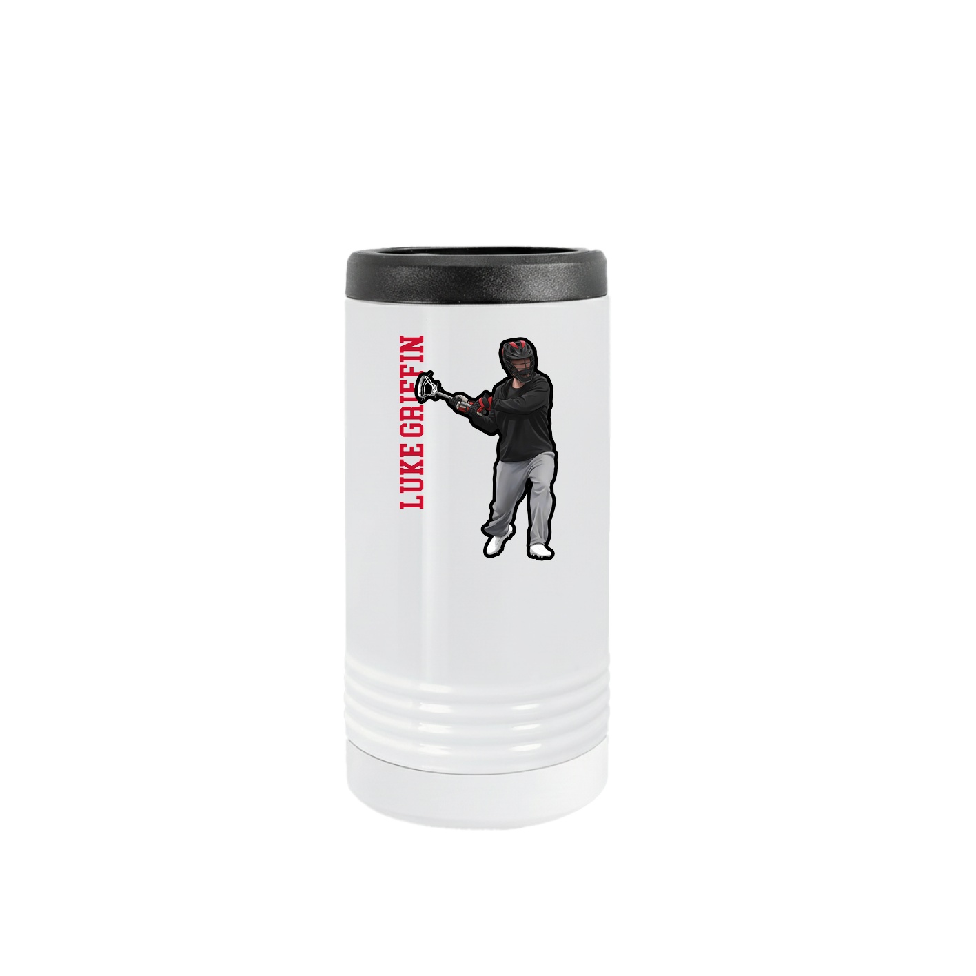 Slim Beverage Holder — Name Vertical in White