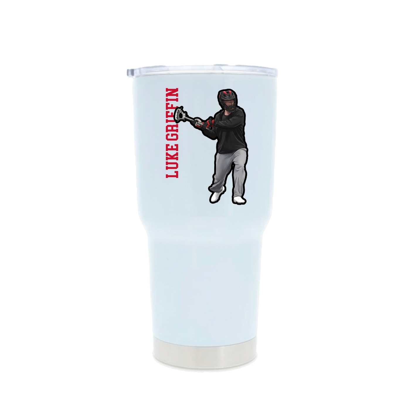 30oz Stainless Steel Tumbler — Name Vertical in White
