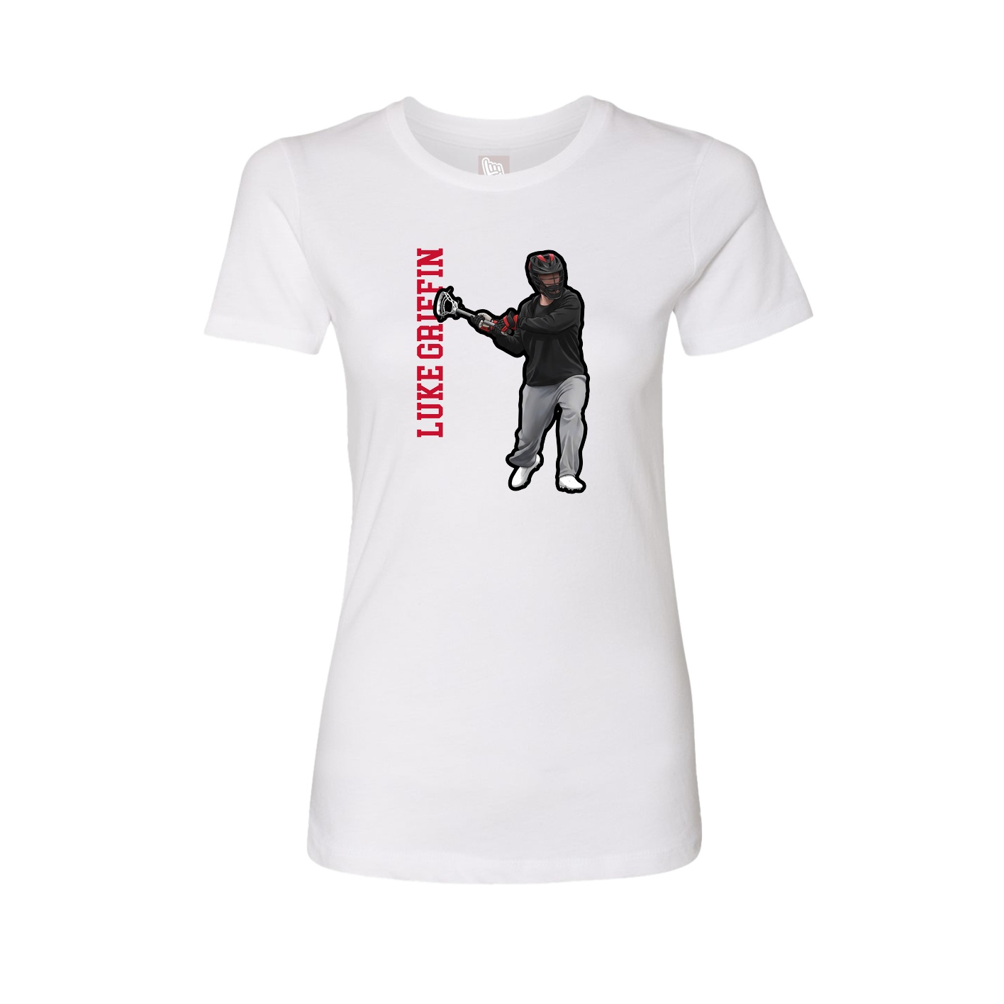 Fitted Women's Tee — Name Vertical in White