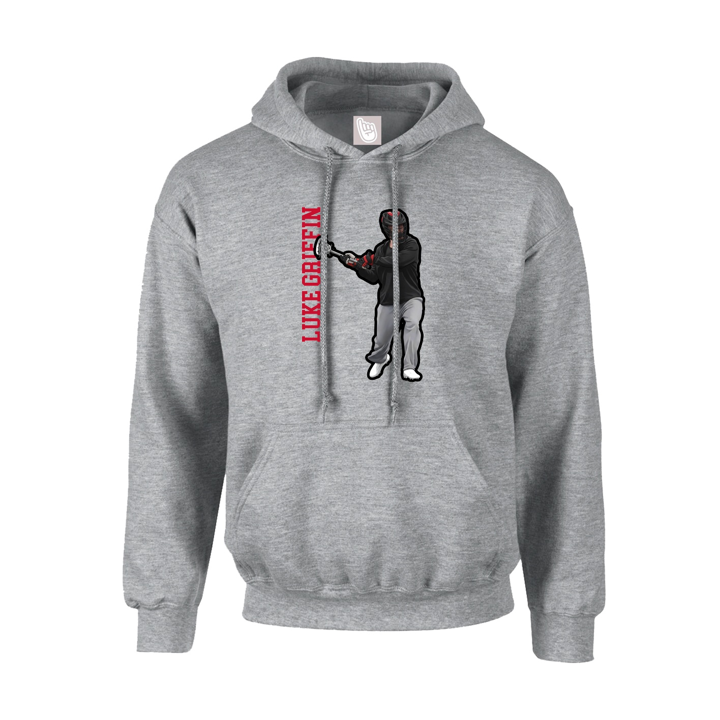 Hoodie — Name Vertical in Grey