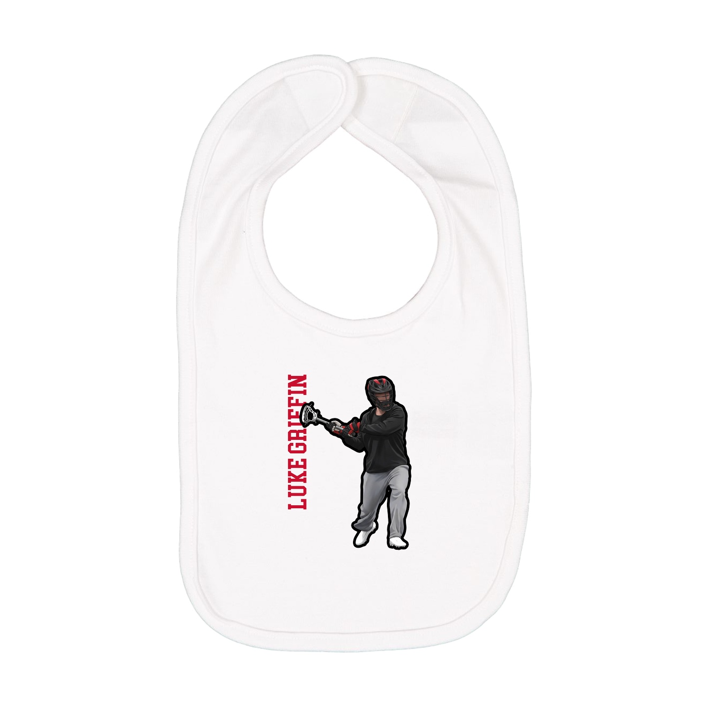 Infant Bib — Name Vertical in White