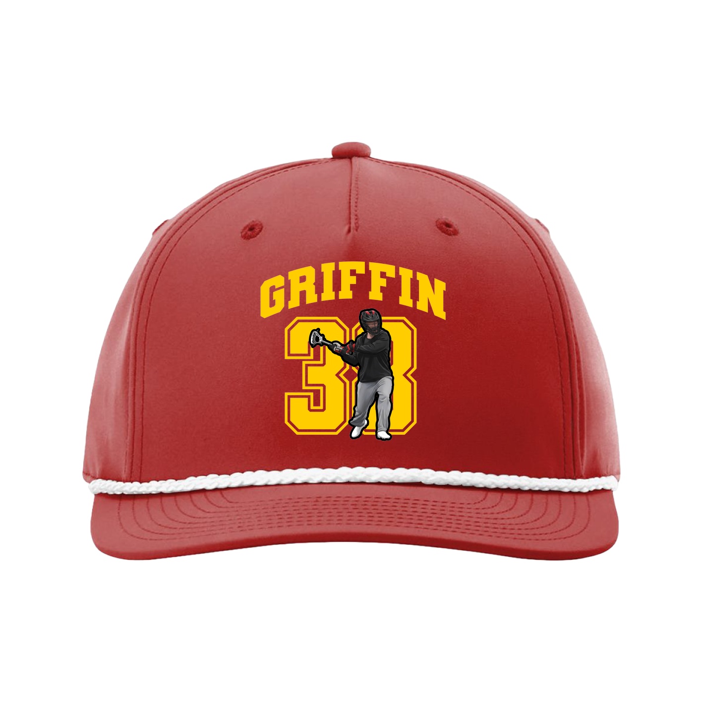 Five-Panel Classic Rope Cap — Number in Red
