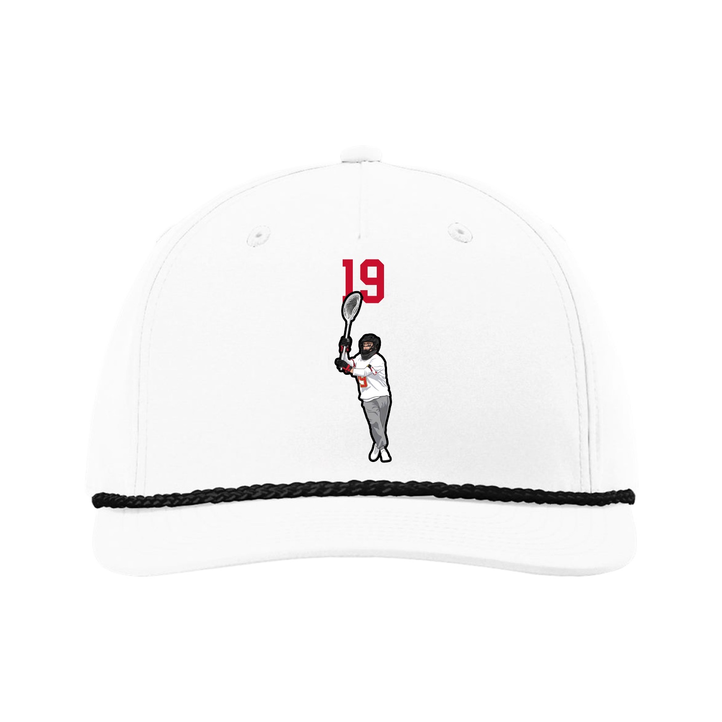 Five-Panel Classic Rope Cap — Number Top in White