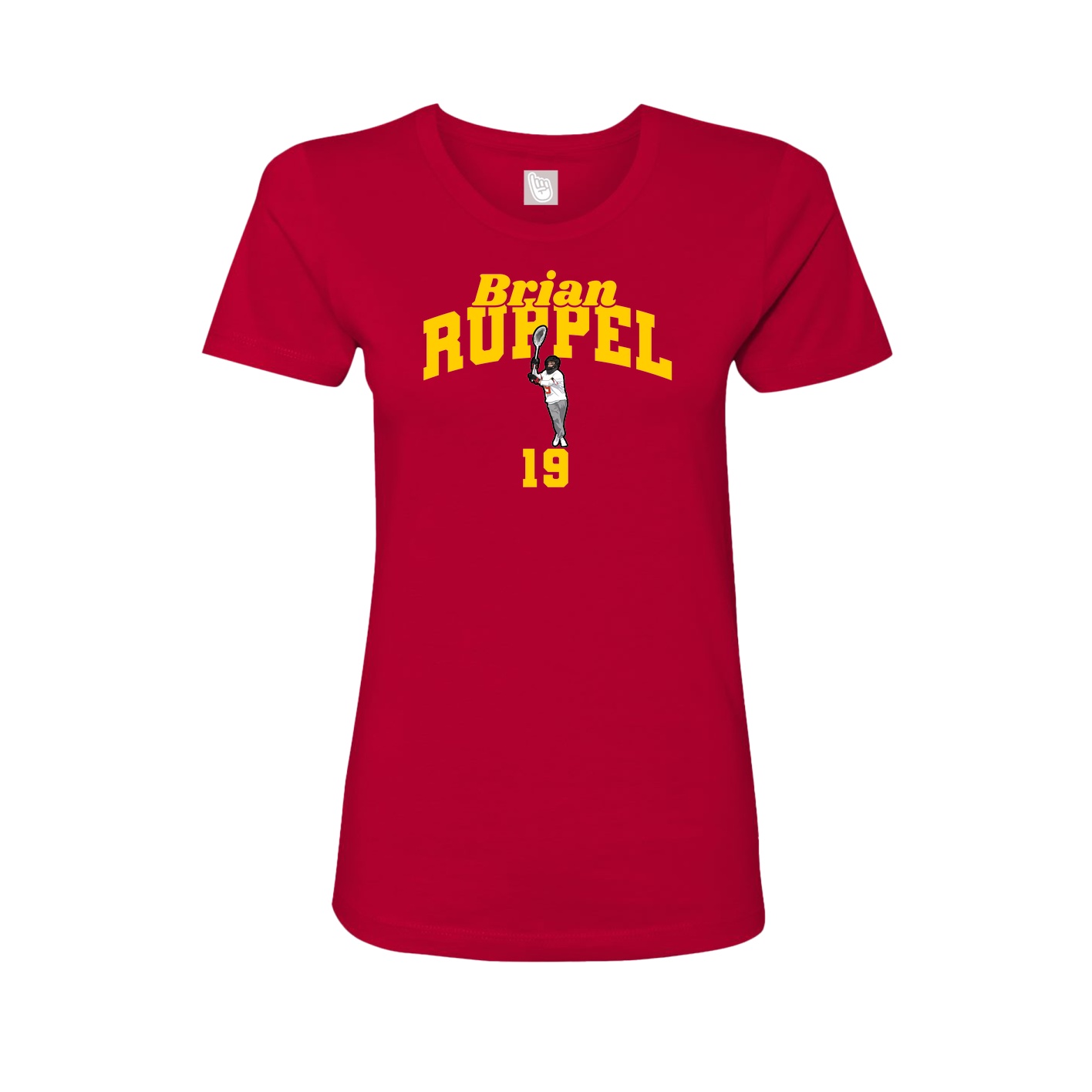 Fitted Women's Tee — Signature Arch in Red