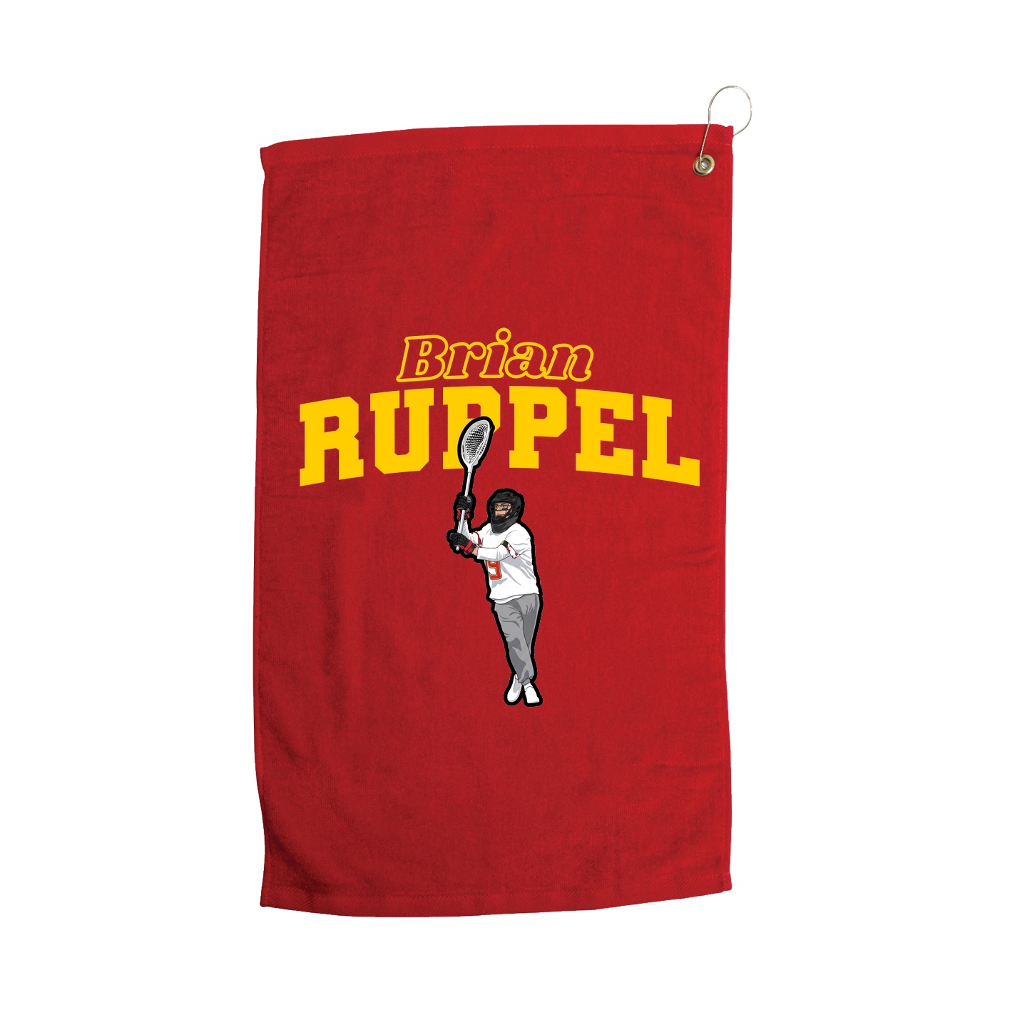 Golf Towel — Name Arch in Red