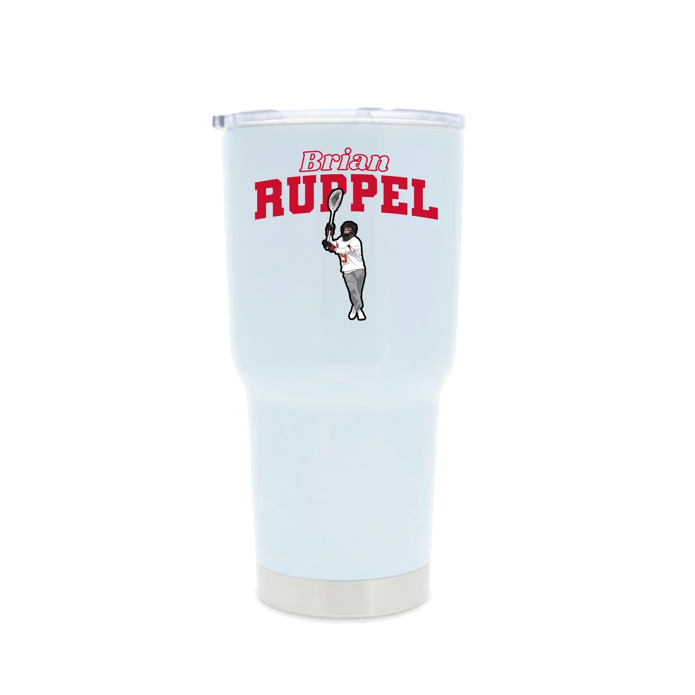 30oz Stainless Steel Tumbler — Name Arch in White