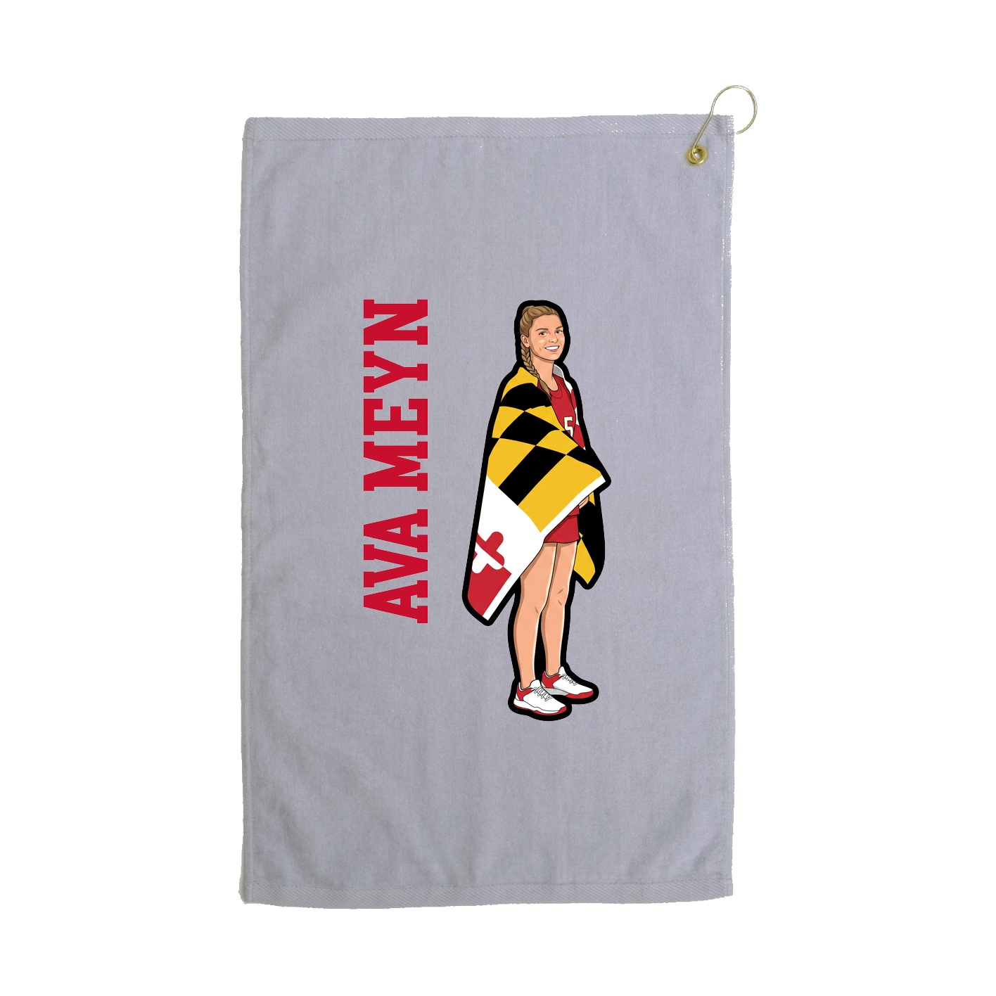 Golf Towel — Name Vertical in Grey