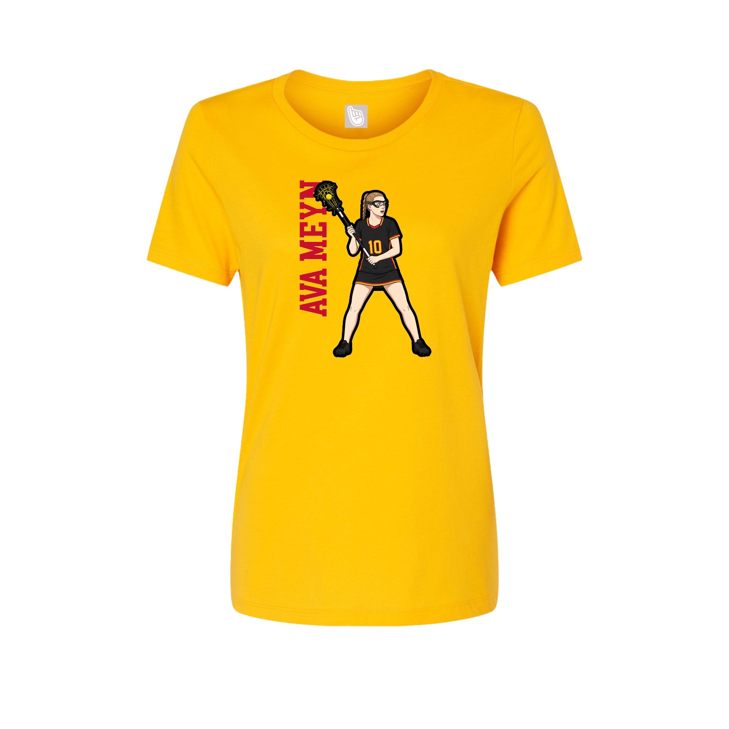 Fitted Women's Tee — Name Vertical in Gold