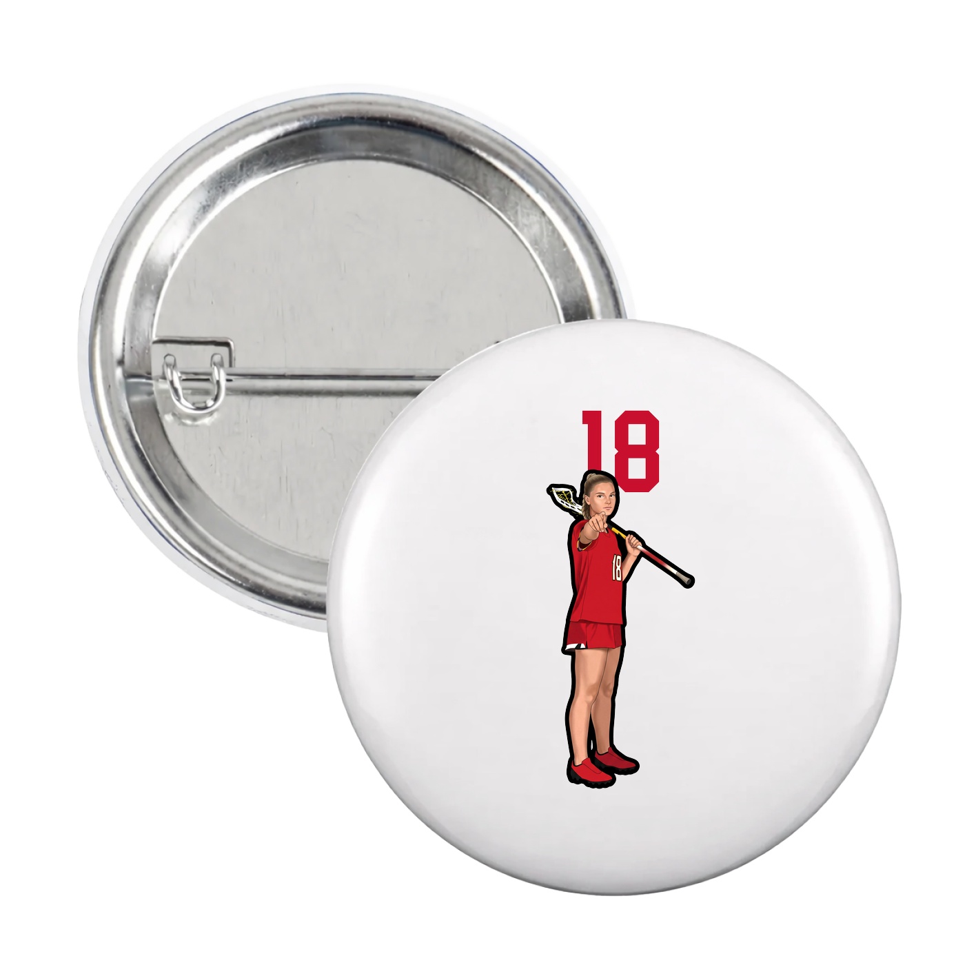 Game Day Button — Number Top in White