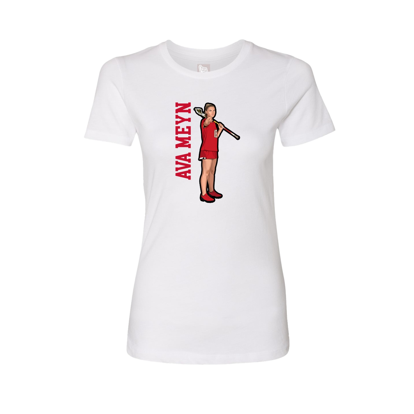 Fitted Women's Tee — Name Vertical in White